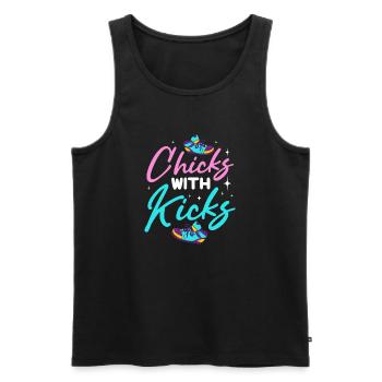 Funny Chicks With Kicks - Cool Sneakers Girly - Männer Premium Bio Tank Top - Schwarz - Vorne - AI Model Male 178 light (178cm)