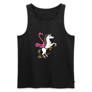Flamingo Bird Riding Licorne magique - Débardeur bio Premium Homme - noir - Devant - AI Model Male 178 light (178cm)