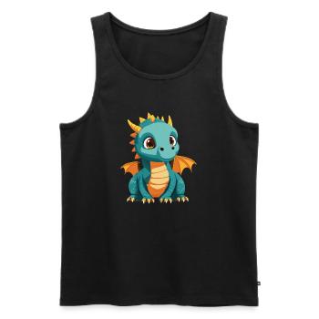 Süsser Baby Drache im Cartoon Style - Männer Premium Bio Tank Top - Schwarz - Vorne - AI Model Male 178 light (178cm)