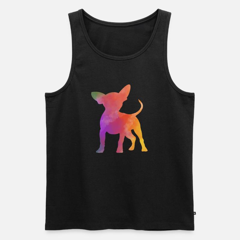 Regenbogen Chihuahua - Männer Premium Bio Tank Top - Schwarz