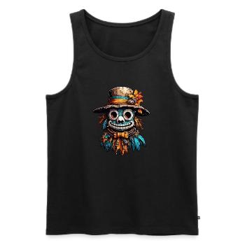 Scarecrow / Harvest Worker / Corn Field / Field - Men's Premium Organic Tank Top - black - Front - AI Model Male 178 light (178cm)