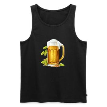 Frosty beer in a jug with hops and barley - Men's Premium Organic Tank Top - black - Front - AI Model Male 178 light (178cm)