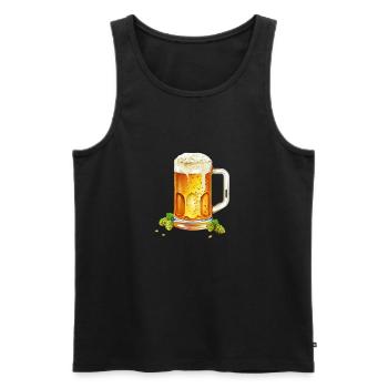 Frosty beer in a jug with hops and barley - Men's Premium Organic Tank Top - black - Front - AI Model Male 178 light (178cm)