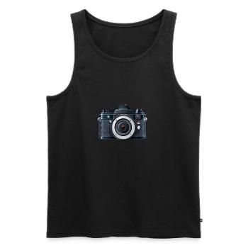 Digital camera with flash in a 2d illustration - Men's Premium Organic Tank Top - black - Front - AI Model Male 178 light (178cm)