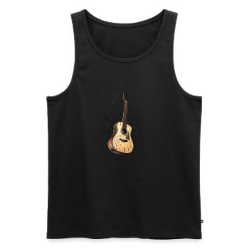Stilisierte Akustikgitarre umgeben von Musiknoten - Männer Premium Bio Tank Top - Schwarz - Vorne - AI Model Male 178 light (178cm)