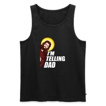 I'm Telling Dad Funny Jesus Meme God Religious - Men's Premium Organic Tank Top - black - Front - Michal (187cm)