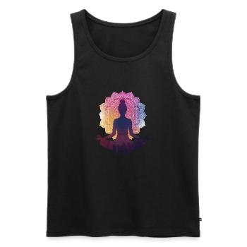 Silence dans la pose : une silhouette de yoga avec Manda - Débardeur bio Premium Homme - noir - Devant - AI Model Male 178 light (178cm)
