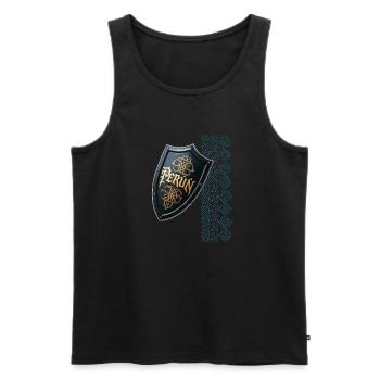Perún - der Gott des Sturms - Männer Premium Bio Tank Top - Schwarz - Vorne - Michal (187cm)
