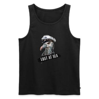 Lost But Not Least: Tattooed Seagull - Men's Premium Organic Tank Top - black - Front - AI Model Male 178 light (178cm)