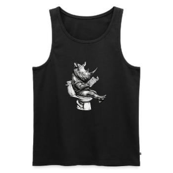 Rhinocéros sur les toilettes - Débardeur bio Premium Homme - noir - Devant - Michal (187cm)