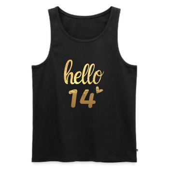 Hello 14 Gold - Men's Premium Organic Tank Top - black - Front - Michal (187cm)