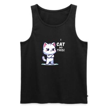 JE CHAT fais ça ! Cadeau Chats Drôles - Débardeur bio Premium Homme - noir - Devant - AI Model Male 178 light (178cm)