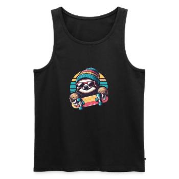 Skater sloth with beanie and sunglasses - Men's Premium Organic Tank Top - black - Front - Michal (187cm)