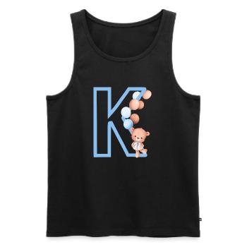 Blue Letter k Bear - Men's Premium Organic Tank Top - black - Front - AI Model Male 178 light (178cm)