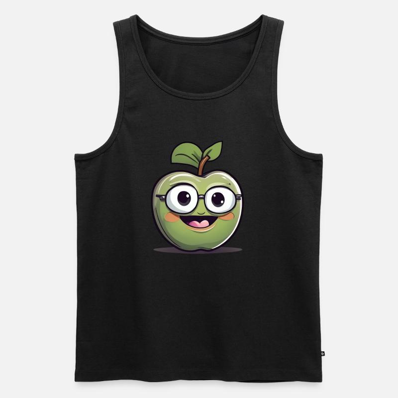 Apfel Frucht Obst Nerd - Männer Premium Bio Tank Top - Schwarz