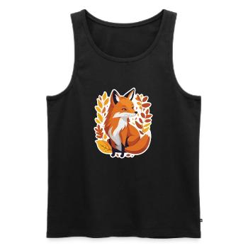 Fox in Autumn #4 - Men's Premium Organic Tank Top - black - Front - AI Model Male 178 light (178cm)