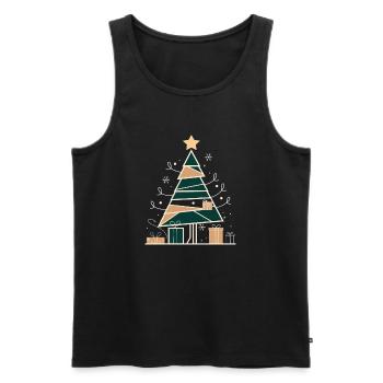 Noël minimaliste – Sapin de Noël en géométrie - Débardeur bio Premium Homme - noir - Devant - AI Model Male 178 light (178cm)