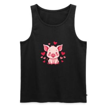 Cochon chanceux Coeur Cadeaux Aimant Bonheur - Débardeur bio Premium Homme - noir - Devant - AI Model Male 178 light (178cm)