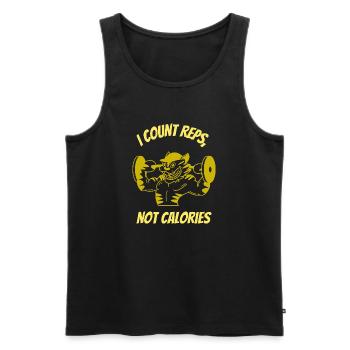 I Count Reps, Not Calories - Men's Premium Organic Tank Top - black - Front - AI Model Male 178 light (178cm)