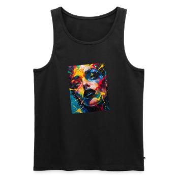 Buntes Frauenporträt mit Spritzern - Männer Premium Bio Tank Top - Schwarz - Vorne - AI Model Male 178 light (178cm)