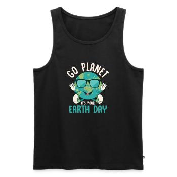 Go Planet C’est votre Journée de la Terre Planète environnementale - Débardeur bio Premium Homme - noir - Devant - AI Model Male 178 light (178cm)