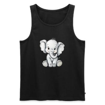 petit éléphant mignon - Débardeur bio Premium Homme - noir - Devant - AI Model Male 178 light (178cm)