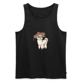 Alpaka Llama Lustig Sombrero - Männer Premium Bio Tank Top - Schwarz - Vorne - Michal (187cm)