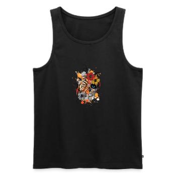 Tête de crâne de tigre - Débardeur bio Premium Homme - noir - Devant - Michal (187cm)