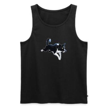 Springender Border Collie Cartoon Style - Männer Premium Bio Tank Top - Schwarz - Vorne - AI Model Male 178 light (178cm)