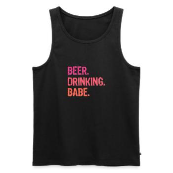 BEER DRINKING BABE Funny Bonfire Campfire - Men's Premium Organic Tank Top - black - Front - AI Model Male 178 light (178cm)