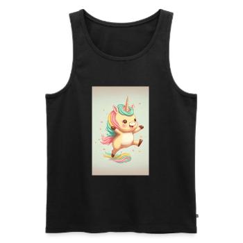 Happy baby unicorn - Men's Premium Organic Tank Top - black - Front - Michal (187cm)