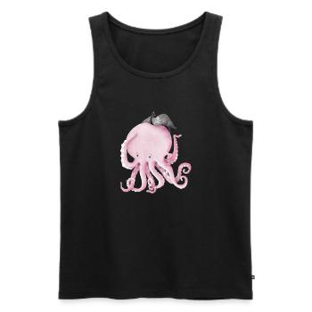 Captain Jack Octopus - Men's Premium Organic Tank Top - black - Front - AI Model Male 178 light (178cm)