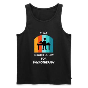 Physiotherapist Humorous Gift Saying Funny - Men's Premium Organic Tank Top - black - Front - AI Model Male 178 light (178cm)