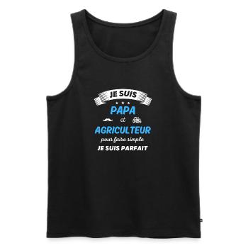 Je suis papa et agriculteur je suis parfait - Débardeur bio Premium Homme - noir - Devant - AI Model Male 178 light (178cm)