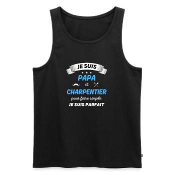 Je suis papa et charpentier je suis parfait - Débardeur bio Premium Homme - noir - Devant - AI Model Male 178 light (178cm)