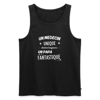 Un medecin unique donne un papa fanstastique - Débardeur bio Premium Homme - noir - Devant - Michal (187cm)