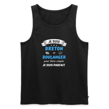 Je suis breton et boulanger je suis parfait - Débardeur bio Premium Homme - noir - Devant - Michal (187cm)