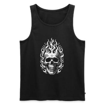 Skull with Flames Burning Skull - Men's Premium Organic Tank Top - black - Front - AI Model Male 178 light (178cm)