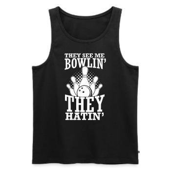 They see me Bowlin' They Hatin' Best Sport Pins Bo - Männer Premium Bio Tank Top - Schwarz - Vorne - Michal (187cm)