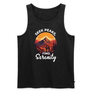 Seek Peaks, Find Serenity Hiking adventure explore - Men's Premium Organic Tank Top - black - Front - Michal (187cm)
