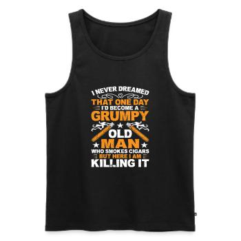 Grumpy Old Man Who Smokes Cigars Funny Cigar - Männer Premium Bio Tank Top - Schwarz - Vorne - AI Model Male 178 light (178cm)