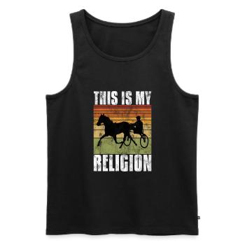C’est ma religion Trotting Race Trabreiter Sulky - Débardeur bio Premium Homme - noir - Devant - Michal (187cm)
