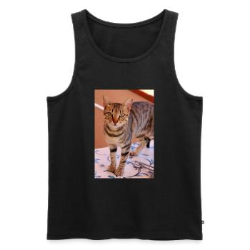 chat, chaton - Débardeur bio Premium Homme - noir - Devant - Michal (187cm)