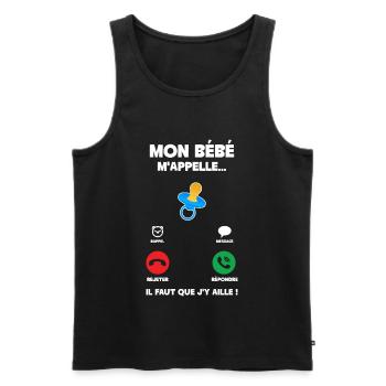 Mon bébé m'appelle Jeune Parents Papa Maman - Débardeur bio Premium Homme - noir - Devant - Michal (187cm)