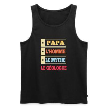Papa l'homme le mythe le géologue t-shirt - Débardeur bio Premium Homme - noir - Devant - Michal (187cm)