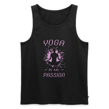 YOGA - Männer Premium Bio Tank Top - Schwarz - Vorne - AI Model Male 178 light (178cm)