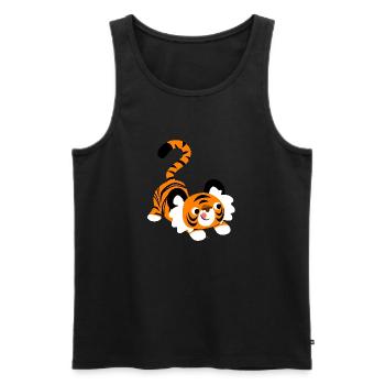 Cute Cartoon Tiger Ready To Pounce!! by Cheerful - Men's Premium Organic Tank Top - black - Front - AI Model Male 178 light (178cm)
