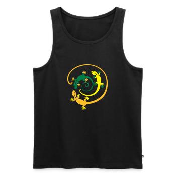 geckospiral - Men's Premium Organic Tank Top - black - Front - AI Model Male 178 light (178cm)