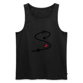 Letter S with arrow heart - Men's Premium Organic Tank Top - black - Front - AI Model Male 178 light (178cm)