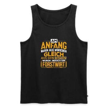 FORSTWIRT - Der Beste - Männer Premium Bio Tank Top - Schwarz - Vorne - Michal (187cm)